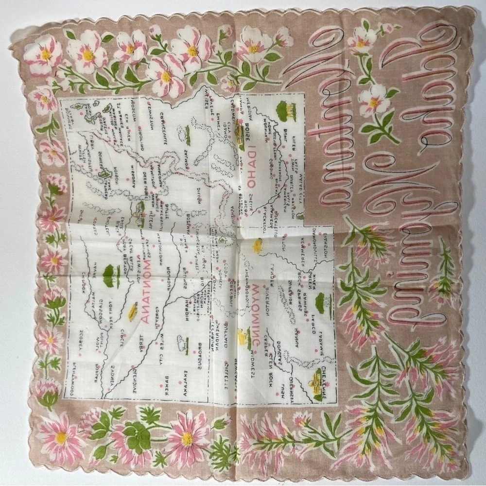 Vintage Montana Wyoming Idaho Retro souvenir Handkerchief Ranshaw - Picture 6 of 9